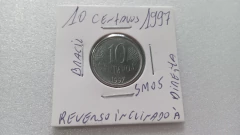 Moeda de 10 Centavos de 1997 Aço Inox Reverso Inclinado à Direita SM 05