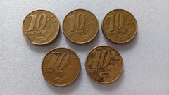 Moedas de 10 Centavos de 1998 Aço Banhado de Bronze Lote 5 moedas ( Circuladas ) XX 02