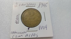 Moeda de 2 Cruzeiros de 1945 Bronze Alumínio COM ASPAS Catalogada VV 04
