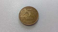 Moeda de 25 Centavos de 2009 Aço Banhado de Bronze Reverso Horizontal à Direita VR 13