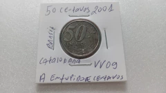Moeda de 50 Centavos de 2001 Cupro-Níquel com A de Centavos Entupido Catalogada VV 09 - Mandrade Numismática