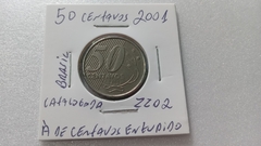 Moeda de 50 Centavos de 2001 Cupro-Níquel com A de Centavos Entupido Catalogada ZZ 02 - Mandrade Numismática