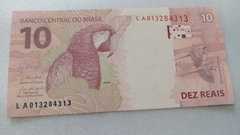 Cédula de 10 Reais C 350 Serie L A 013284313 Chancelas de Paulo Guedes e Campos Neto Flor de Estampa