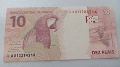 Cédula de 10 Reais C 350 Serie L A 013284314 Chancelas de Paulo Guedes e Campos Neto Flor de Estampa