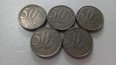 Moedas de 50 Centavos de 2000 Cupro-Níquel ( Lote 5 Moedas ) CIRCULADAS CC 02