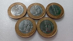 Moedas de 1 Real de 2014 Anel Aço Inox Banhado de Bronze Núcleo Aço Inox ( Lote 5 Moedas ) CIRCULADAS CC 06 - comprar online