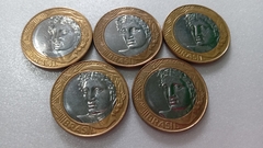 Moedas de 1 Real de 2014 Anel Aço Inox Banhado de Bronze Núcleo Aço Inox ( Lote 5 Moedas ) CIRCULADAS CC 08 - comprar online