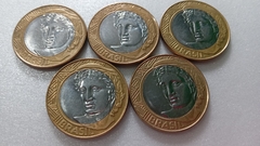 Moedas de 1 Real de 2014 Anel Aço Inox Banhado de Bronze Núcleo Aço Inox ( Lote 5 Moedas ) CIRCULADAS CC 09 - comprar online