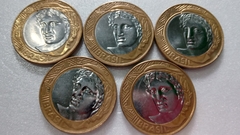 Moedas de 1 Real de 2016 Anel Aço Inox Banhado de Bronze Núcleo Aço Inox ( Lote 5 Moedas ) CIRCULADAS CC 12 - comprar online