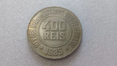 Moeda de 400 Réis de 1935 Cupro-níquel CNI 38 A Linda