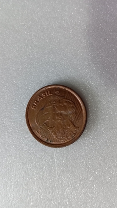 Moeda de 1 Centavo de 2001 Aço Banhado de Cobre Com a Palavra CABRAL DUPLA Catalogada SM 03