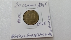 Moeda de 20 Centavos de 1945 Bronze Alumínio Reverso Quase Horizontal à Direita SM 05 - Mandrade Numismática