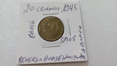 Moeda de 20 Centavos de 1945 Bronze Alumínio Reverso Quase Horizontal à Direita SM 05 - Mandrade Numismática