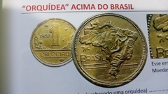 Moeda de 1 Cruzeiro de de 1952 Bronze Alumínio com ORQUIDEA Acima de Brasil Catalogada Vinicius MJ 08 - Mandrade Numismática