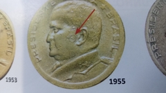 Moeda de 50 Centavos de 1955 Marca CIRCULAR NO ROSTO Do Eurico Catalogada MJ 07 - Mandrade Numismática