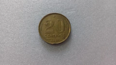 Moeda de 20 Centavos de 1950 Bronze Alumínio DATA DUPLA Catalogada MA 07