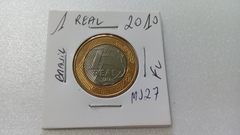 Moeda de 1 Real de 2010 Anel Aço Inox Banhado de Bronze e Núcleo Aço Inox Flor de Cunho MJ 27