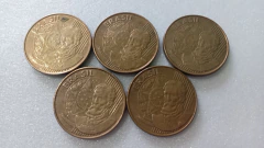 Moedas de 25 Centavos de 2014 Aço Banhado de Bronze Lote 5 moedas ( Circuladas ) LL 01 - comprar online