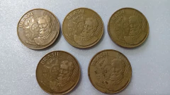 Moedas de 25 Centavos de 2000 Aço Banhado de Bronze Lote 5 moedas ( Circuladas ) ML 04 - comprar online