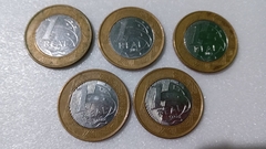 Moedas de 1 Real de 2005 BC Banco Central Anel Aço Inox Banhado de Bronze (Lote 5 Moedas ) Circuladas SM 03 - comprar online