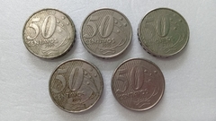 Moedas de 50 Centavos de 2000 Cupro-Níquel ( Lote 5 Moedas ) CIRCULADAS CC 01
