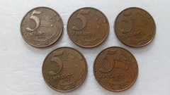 Moedas de 5 Centavos de 2000 Aço Inox Banhado de Cobre (Lote de 5 Moedas ) Circuladas ML 03