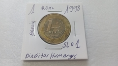 Moedas de 1 Real de 1998 Núcleo de Níquel e Anel de Alpaca DIREITO HUMANOS Linda SL 01 na internet