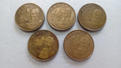 Moedas de 25 Centavos de 2014 Aço Banhado de Bronze Lote 5 moedas ( Circuladas ) LL 07 - comprar online
