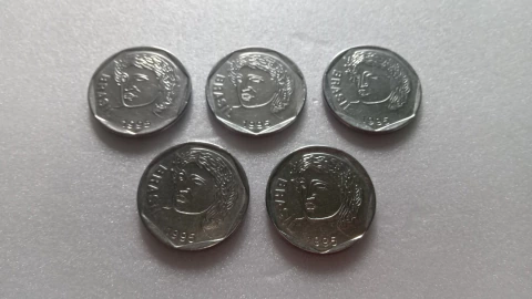 Moedas de 25 Centavos de 1995 Aço inoxidável ( Lote 5 Moedas ) CIRCULADAS AA 02