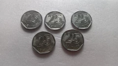 Moedas de 25 Centavos de 1995 Aço inoxidável ( Lote 5 Moedas ) CIRCULADAS AA 04 - comprar online