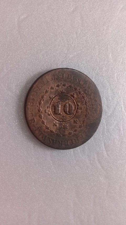 Moeda de 20 Réis com Carimbo de 10 de 1829 Cobre SL 02