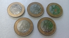 Moedas de 1 Real de 2014 GOLFE Anel Aço Inox Banhado de Bronze Núcleo aço Inox (Lote 5 Moedas ) Circuladas OL 02 - comprar online