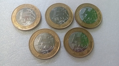 Moedas de 1 Real de 2014 PARATRIATLO Anel Aço Inox Banhado de Bronze Núcleo aço Inox (Lote 5 Moedas ) Circuladas OL 08 - comprar online