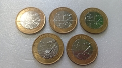 Moedas de 1 Real de 2016 ATLETISMO PARALÍMPICO Anel Aço Inox Banhado de Bronze Núcleo aço Inox (Lote 5 Moedas ) Circuladas OL 13