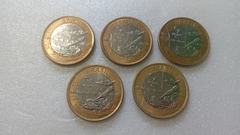 Moedas de 1 Real de 2016 ATLETISMO PARALÍMPICO Anel Aço Inox Banhado de Bronze Núcleo aço Inox (Lote 5 Moedas ) Circuladas OL 14