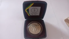 Moeda de 4 Reais de 1994 TETRA CAMPEONATO MUNDIAL DE FUTEBOL PRATA 925 no Estojo Original do Banco Central OBS - Mandrade Numismática