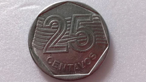 Moeda de 25 Centavos de 1994 Aço Inox com Data Marcada no Anverso Catalogada MA 09