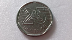 Moeda de 25 Centavos de 1994 Aço Inox com Data Marcada no Anverso Catalogada MA 10