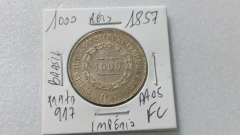 Moeda de 1000 Réis de 1857 Prata 917 Império Flor de Cunho AA 05 na internet