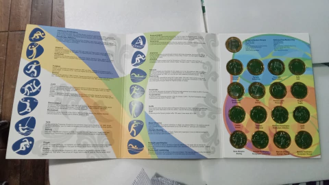 Álbum de Moedas das Olimpíadas Rio 2016 Completo com as moedas Flor de Cunho Lindo