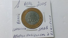 Moeda de 1 Real de 2005 Reverso Horizontal à Esquerda Catalogada JM 01 na internet