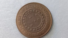 Moeda de 40 Réis de 1911 Bronze ML 10 - comprar online