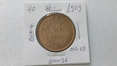 Moeda de 40 Réis de 1909 Bronze ML 08 na internet