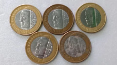 Moedas de 1 Real de 2002 Juscelino JK Anel Aço Inox Banhado de Bronze (Lote 5 Moedas ) Circuladas JK 08