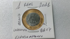 Moeda de 1 Real de 2021 Anel Aço Inox Banhado de Bronze Núcleo Aço Inox AUSÊNCIA DE ESTRELA Catalogada QQ 07