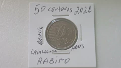 Moeda de 50 Centavos de 2021 Aço Inox Cunho Marcado no Cabelo RABINO Catalogada HE 03 - Mandrade Numismática