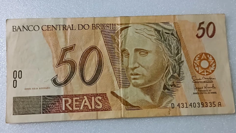 Cédula de 50 Reais de 2007 C 322 Serie D 4314039335 A Chancelas Guido Mantega e Henrique Campos Meirelles MBC ( Circulada )