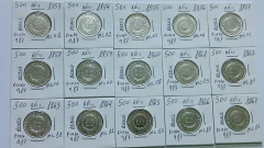 Moedas de 500 Réis de 1853 à 1867 Prata 917 3° Sistema Monetário 2° Tipo Serie Completa na internet