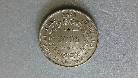 Moeda de 2000 Réis de 1852 Prata 917 3° Sistema 1° Tipo Linda ML 02