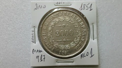Moeda de 2000 Réis de 1851 Prata 917 3° Sistema 1° Tipo Linda ML 01 na internet
